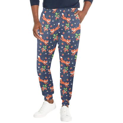 Fox Strawberry Print Pattern Men's Casual Track Pants