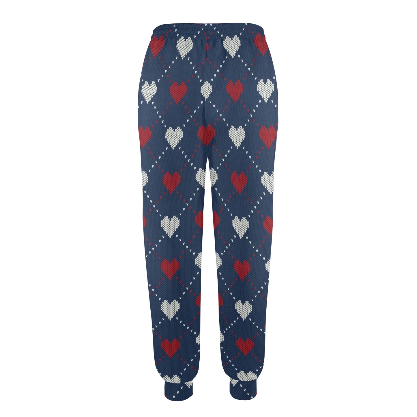 Heart Knit Pattern Print Design HE05 Women's Casual Track Pants