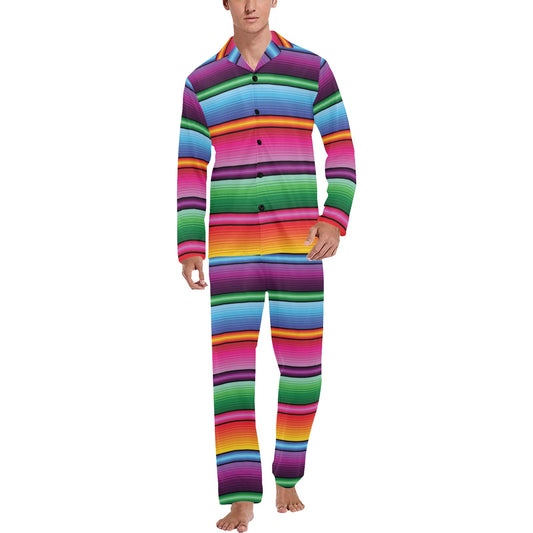 Mexican Blanket Colorful Print Pattern Men's Long Pajama Set