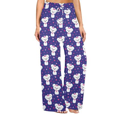 Maltese Pattern Print Design 02 Women's Wide Leg Lounge Pants