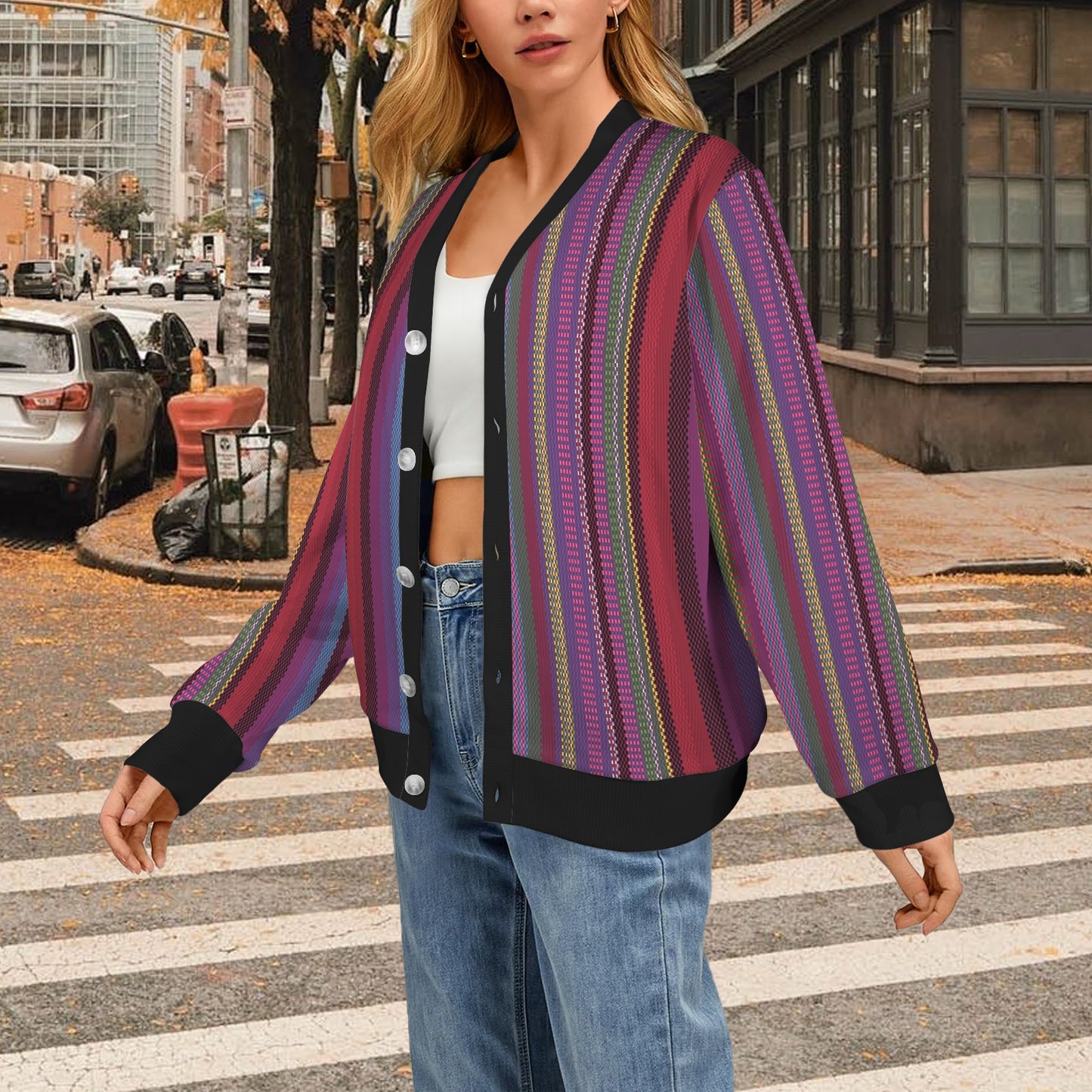 Serape Stripe Print Women's Cardigan