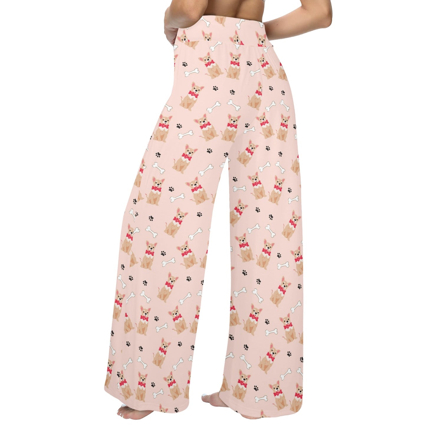 Chihuahua Pattern Print Design 04 Women's Wide Leg Lounge Pants