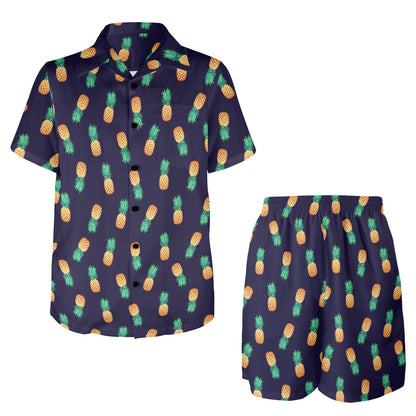 Pineapple Pattern Men's Beach Shirt and Shorts Set