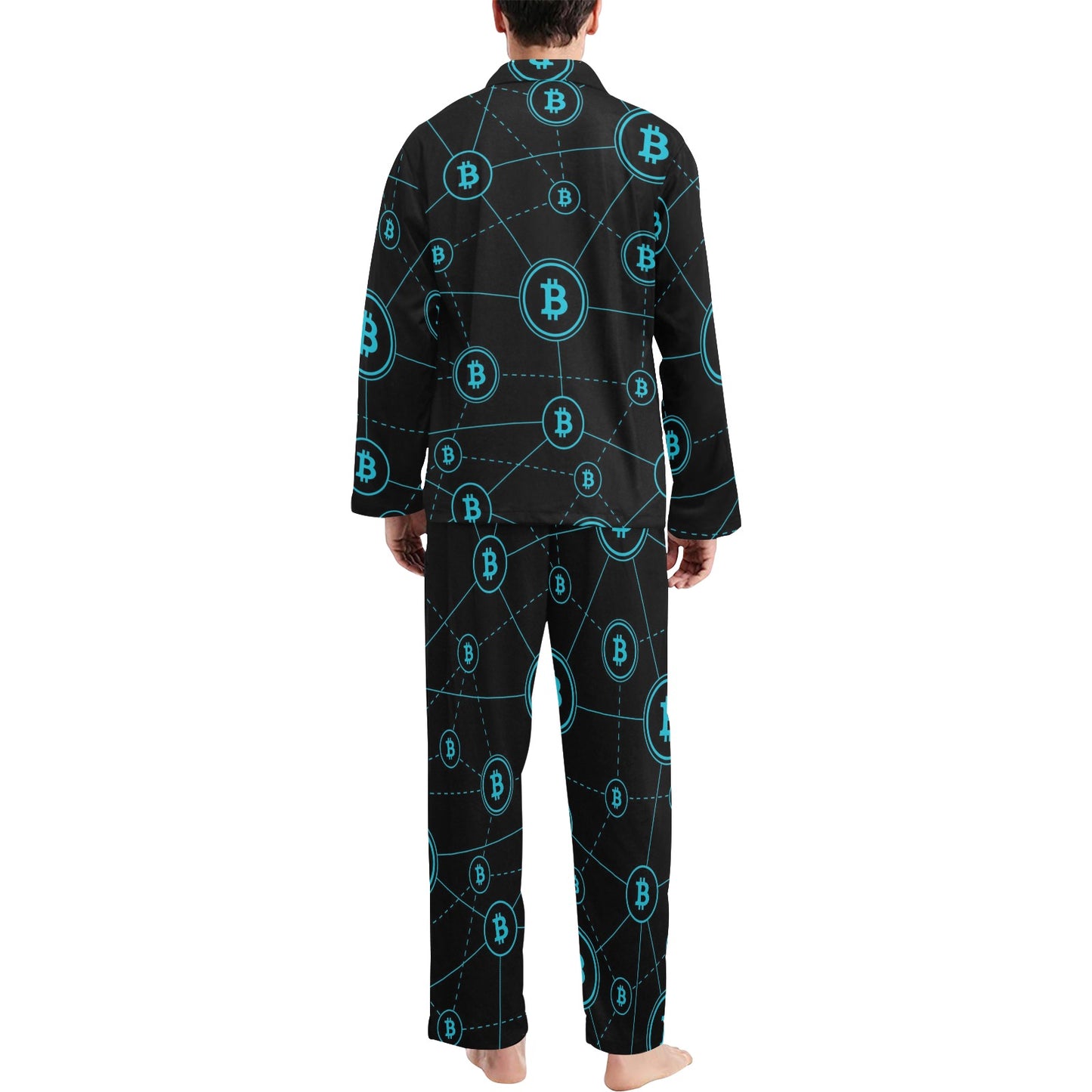Cryptocurrency Pattern Print Design 01 Men's Long Pajama Set