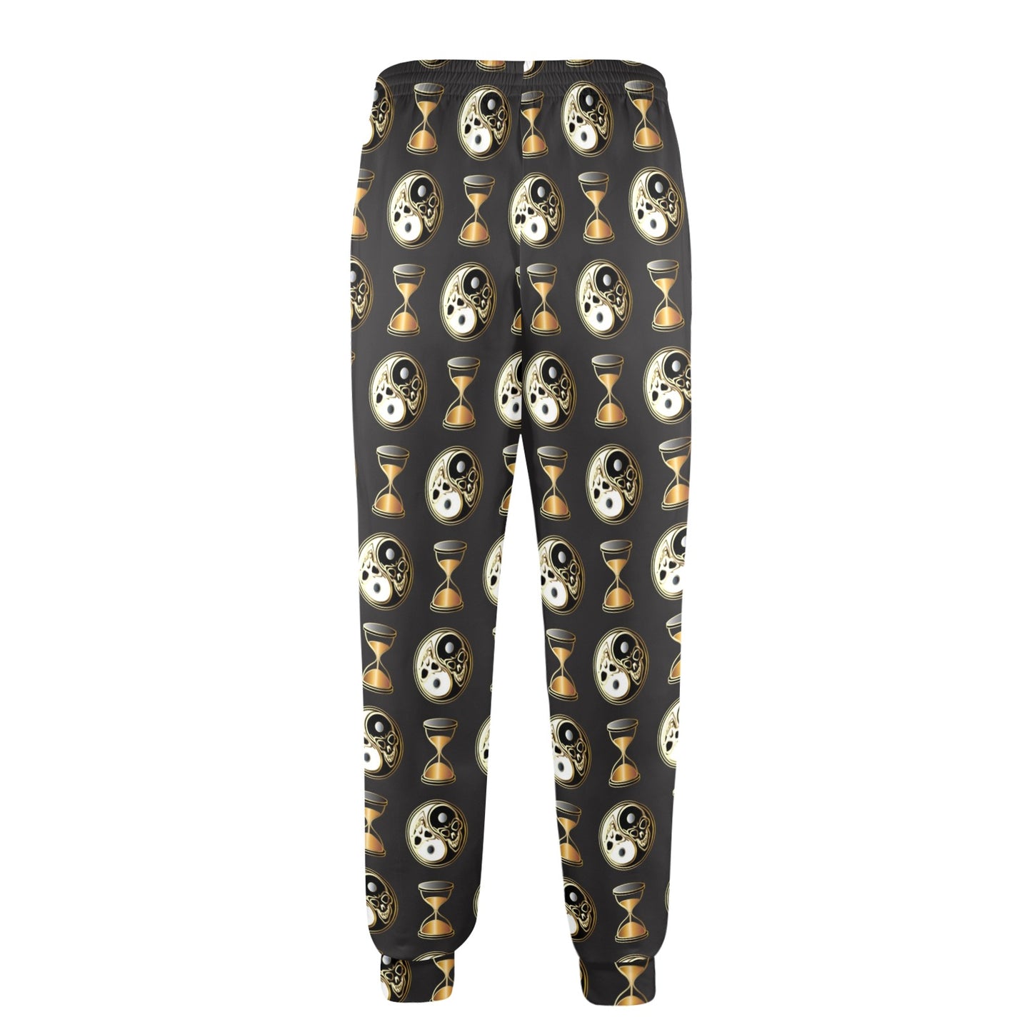 Yin Yang Skull Themed Design Print Men's Casual Track Pants
