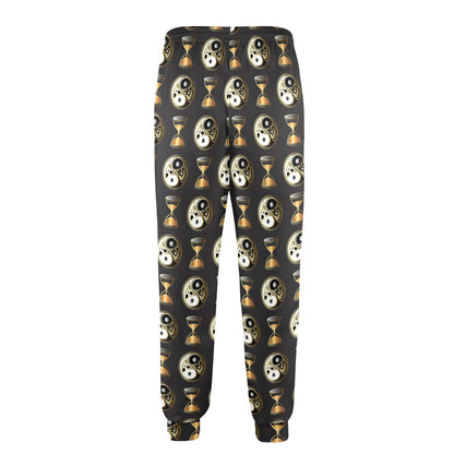 Yin Yang Skull Themed Design Print Men's Casual Track Pants