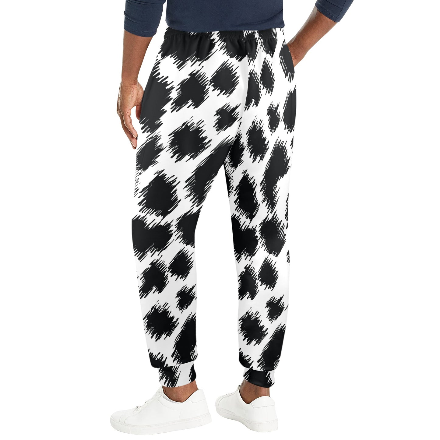 Cheetah Black Print Pattern Men's Casual Track Pants