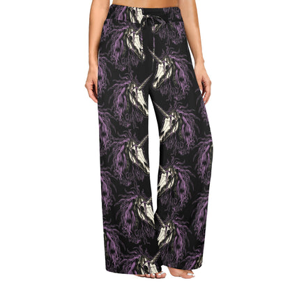 Unicorn Skull head Women's Wide Leg Lounge Pants