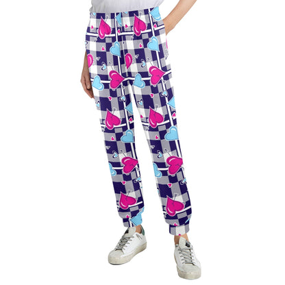 Heart Design Print Pattern JJ0335 Women's Casual Track Pants