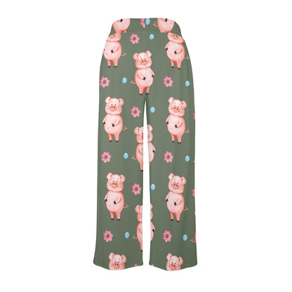 Pig Pattern Print Design 03 Women's Wide Leg Lounge Pants