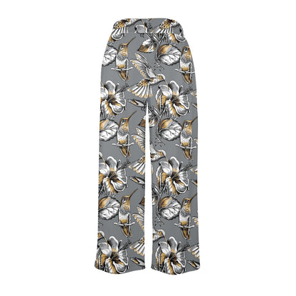 Hummingbird Pattern Print Design 02 Women's Wide Leg Lounge Pants