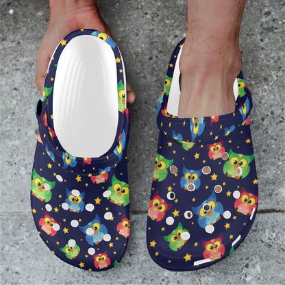 Owl with Star Themed Design Print Unisex Clogs Shoes