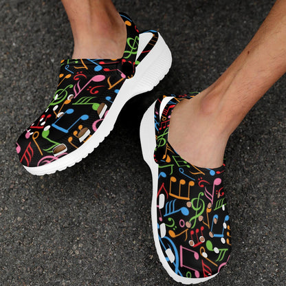 Music Note Colorful Themed Print Unisex Clogs Shoes