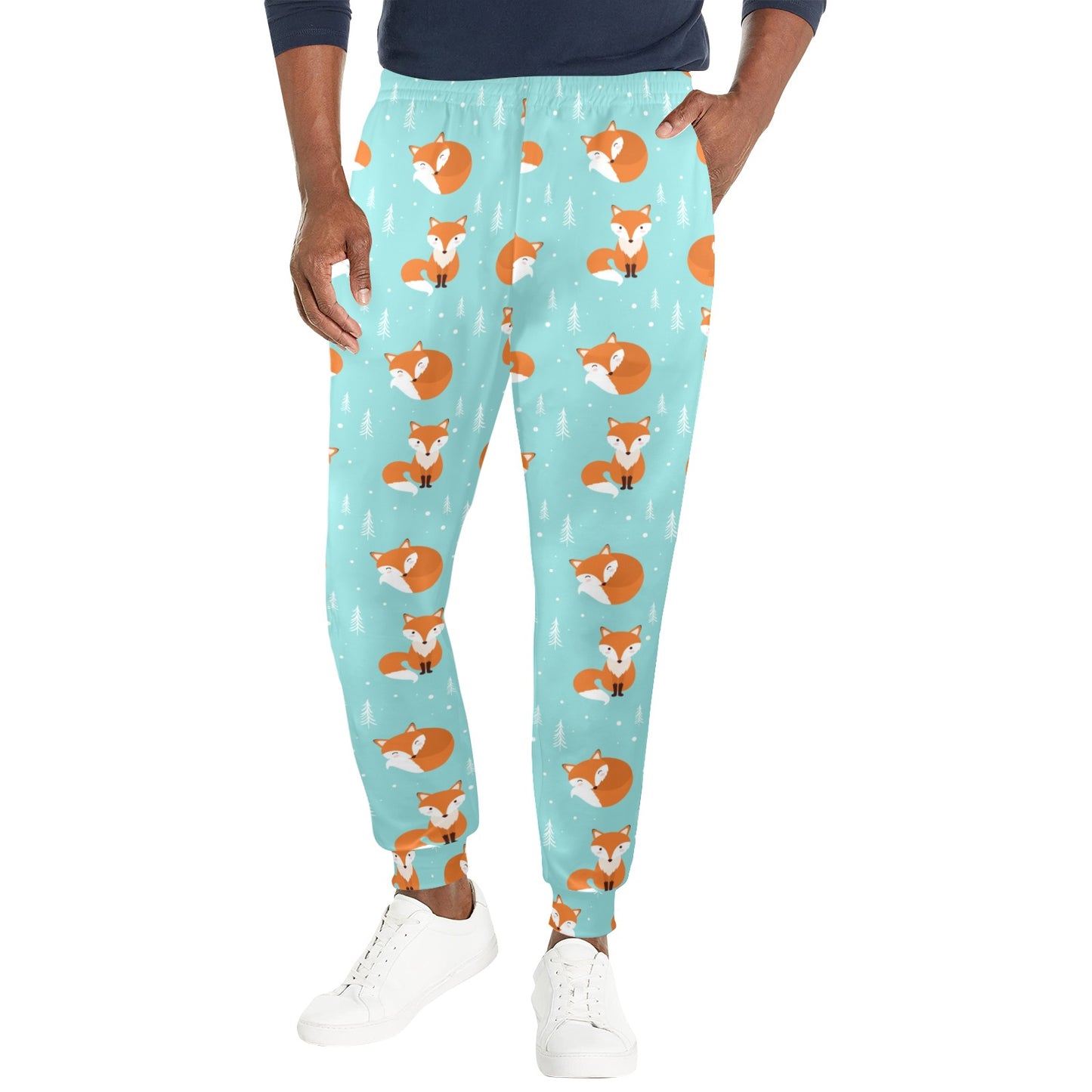 Fox Design Snow Print Pattern Men's Casual Track Pants