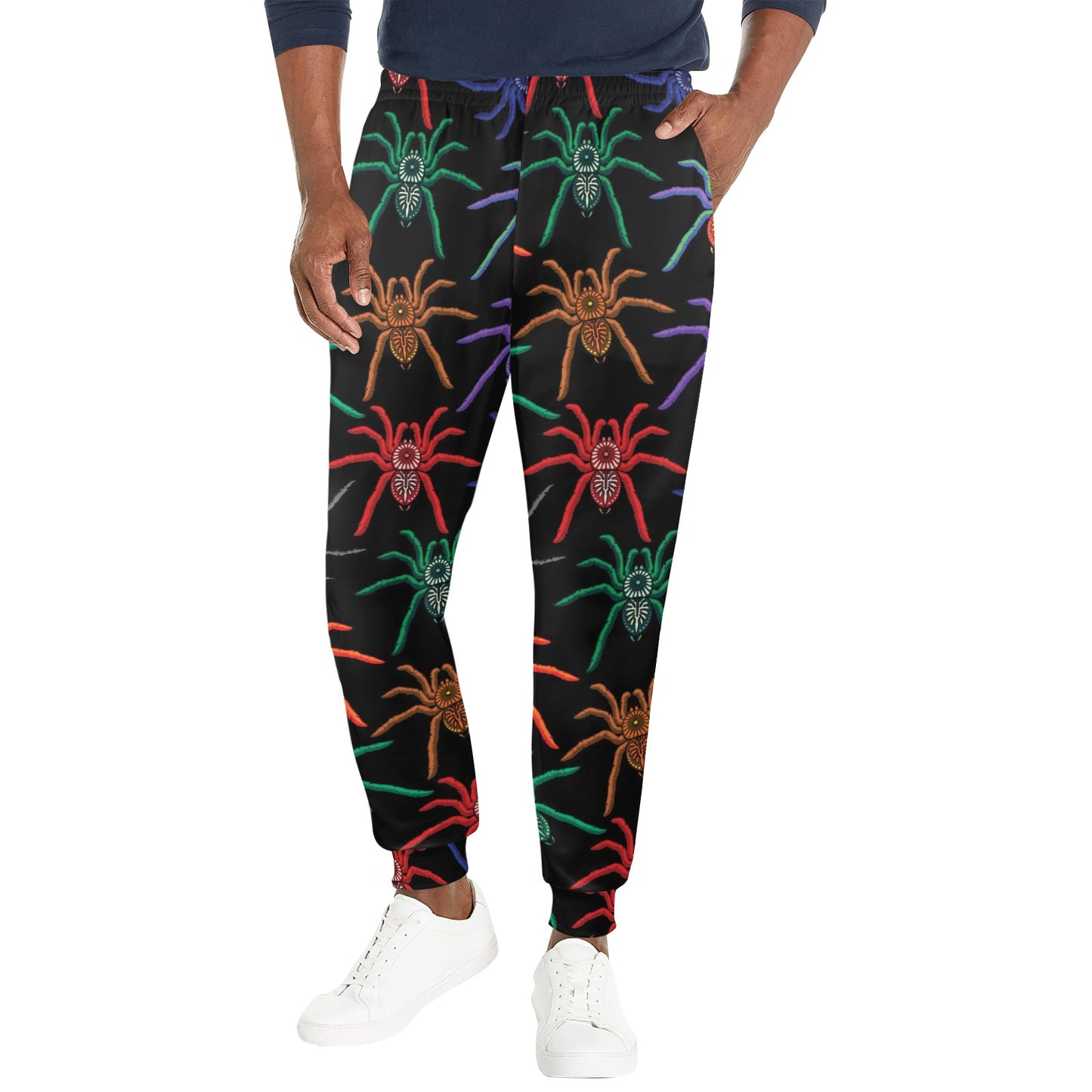 Tarantula Neon Color Pattern Print Design 03 Men's Casual Track Pants