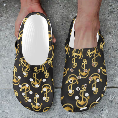 Anchor Gold Pattern Unisex Clogs Shoes