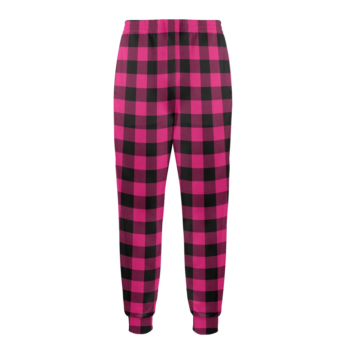 Pink Tartan Plaid Pattern Men's Casual Track Pants