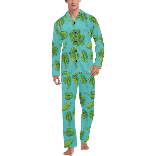 Spinach Print Design LKS301 Men's Long Pajama Set