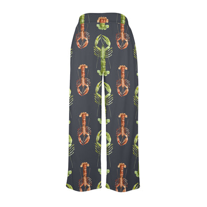 Lobster Pattern Print Design 01 Women's Wide Leg Lounge Pants