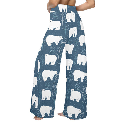 Polar Bear Pattern Print Design A01 Women's Wide Leg Lounge Pants