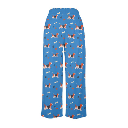 Basset Hound Pattern Print Design 02 Women's Wide Leg Lounge Pants