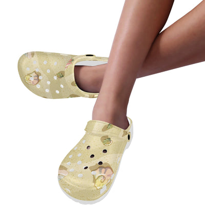 Beach with Seashell Theme Unisex Clogs Shoes