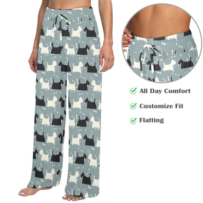 Scottish Terriers Print Design LKS301 Women's Wide Leg Lounge Pants