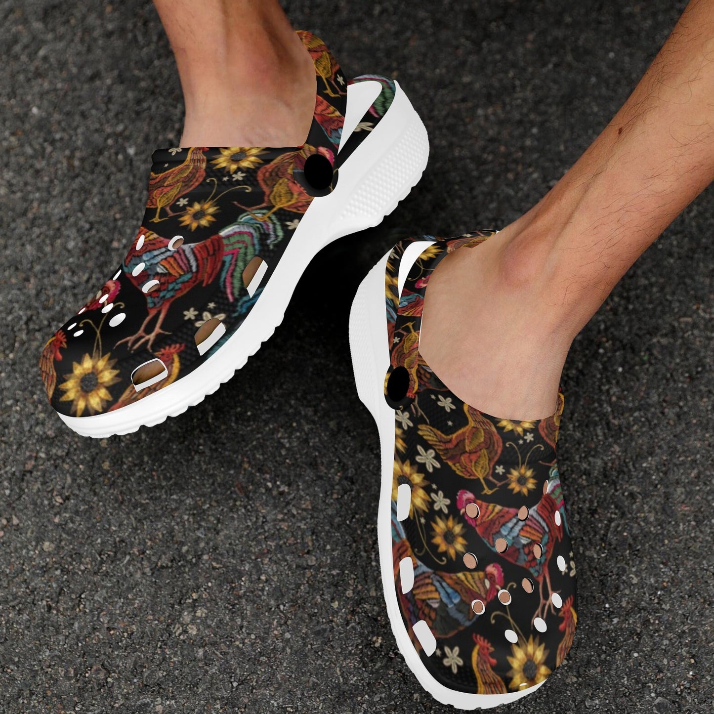 Chicken Embroidery Style Unisex Clogs Shoes