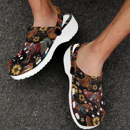 Chicken Embroidery Style Unisex Clogs Shoes