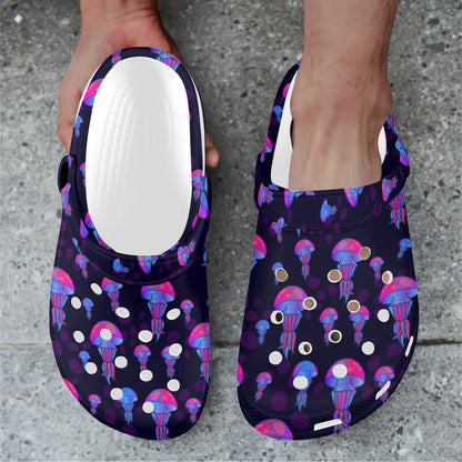 Jellyfish Neon Print Unisex Clogs Shoes