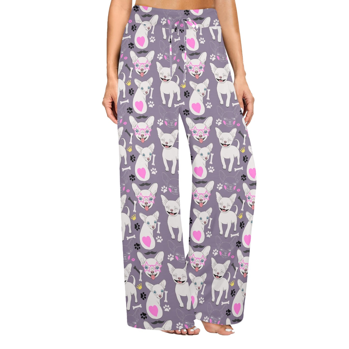 Chihuahua Happy Pattern Women's Wide Leg Lounge Pants