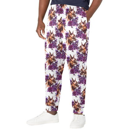 Chihuahua Purple Floral Men's Casual Track Pants