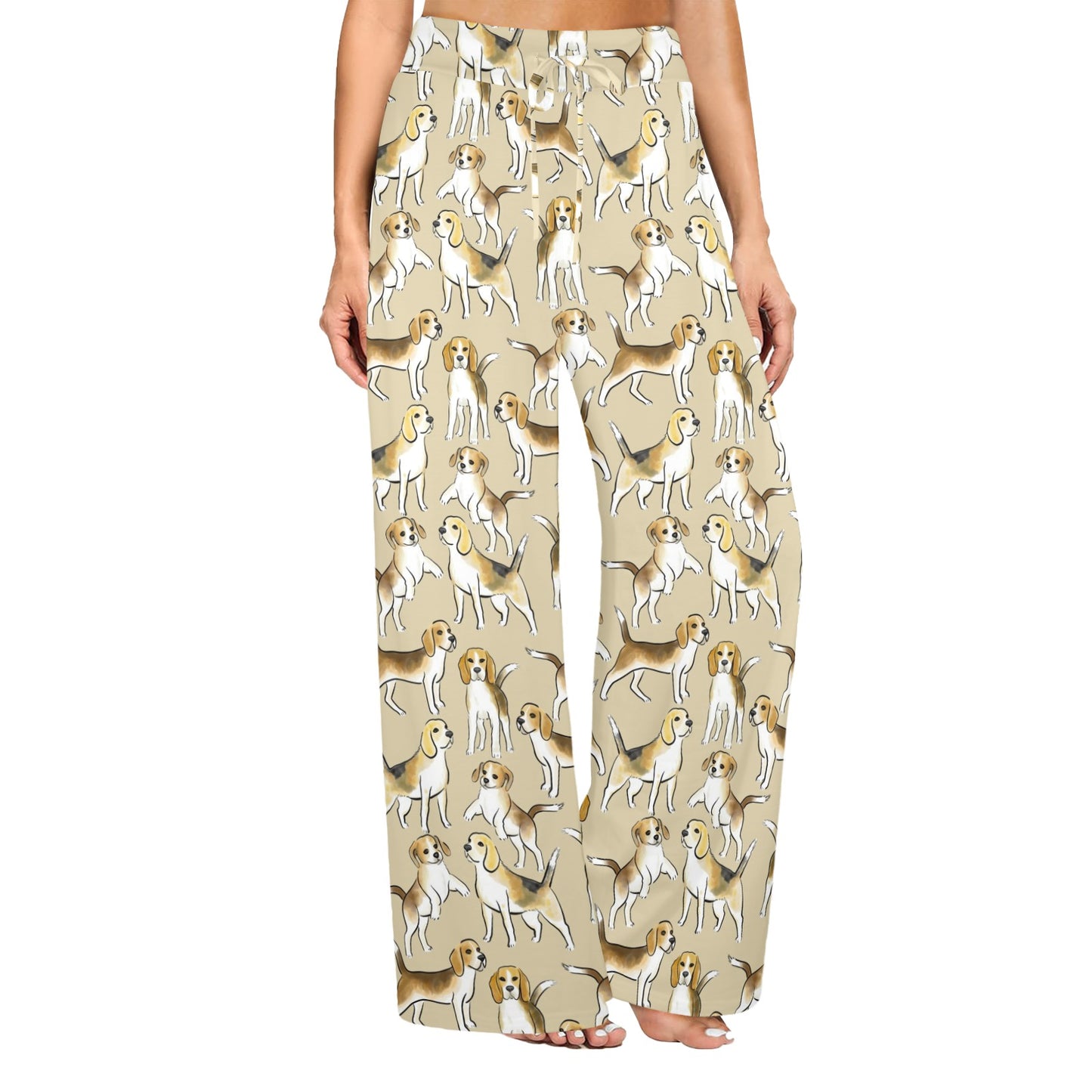 Beagle Pattern Print Design 04 Women's Wide Leg Lounge Pants