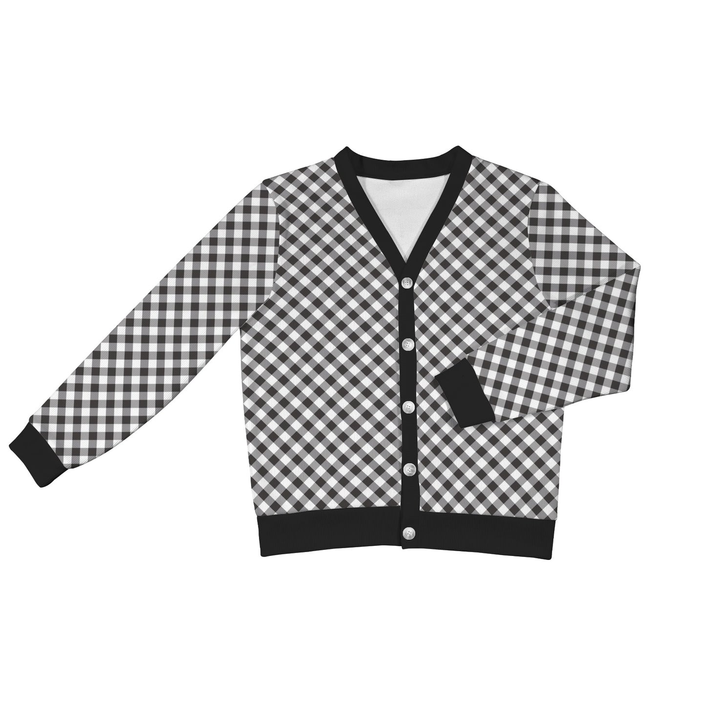 Gingham Print Design LKS402 Women's Cardigan