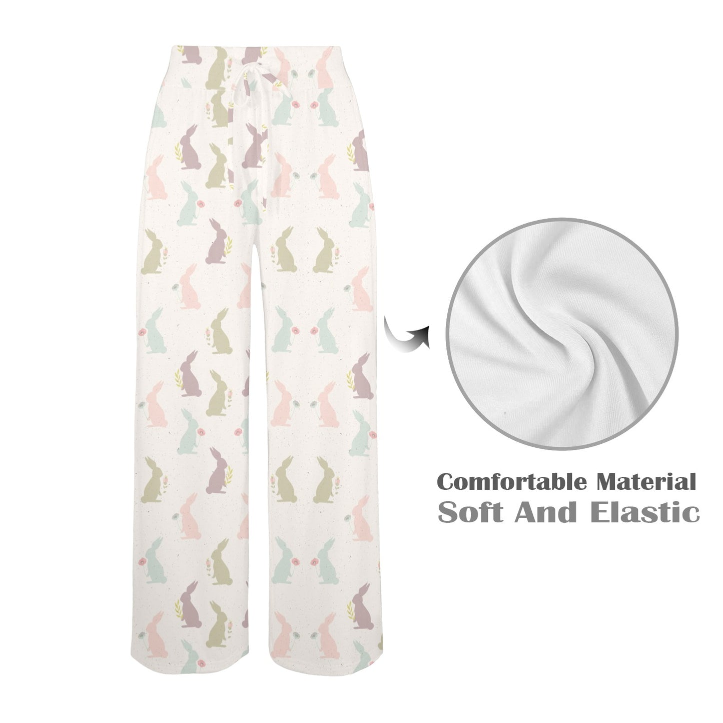 Bunny Pattern Print Design 05 Women's Wide Leg Lounge Pants