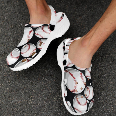 Baseball Black Background Unisex Clogs Shoes