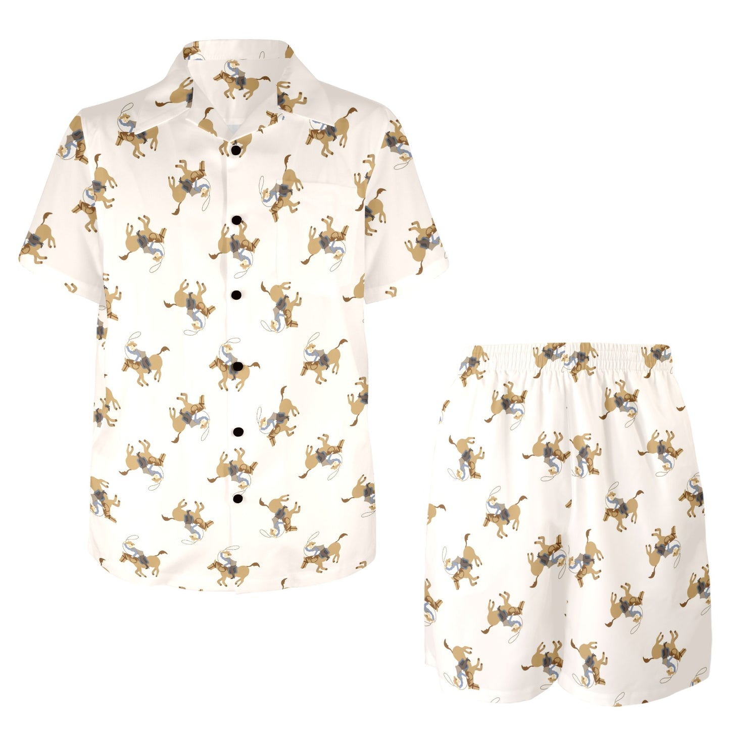 Cowboy Pattern Print Design 01 Men's Beach Shirt and Shorts Set