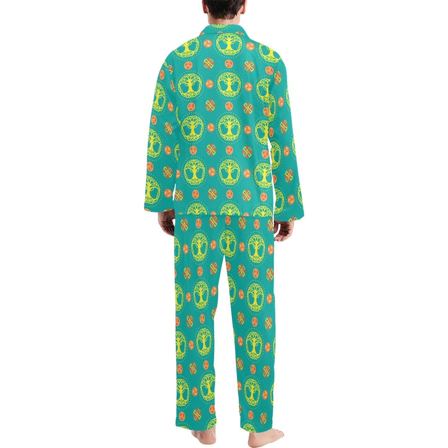 Celtic Tree of Life Print Pattern Men's Long Pajama Set