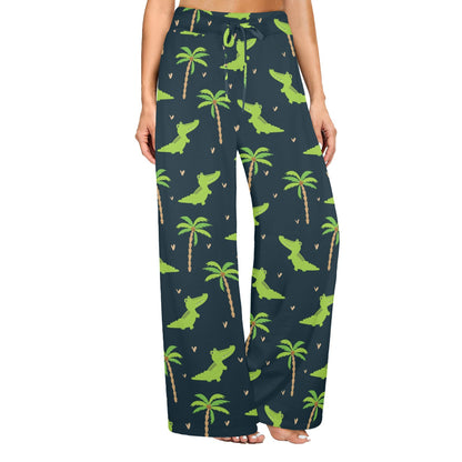 Alligator Pattern Print Design 02 Women's Wide Leg Lounge Pants
