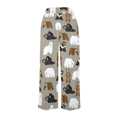 Bear Pattern Print Design BE03 Women's Wide Leg Lounge Pants
