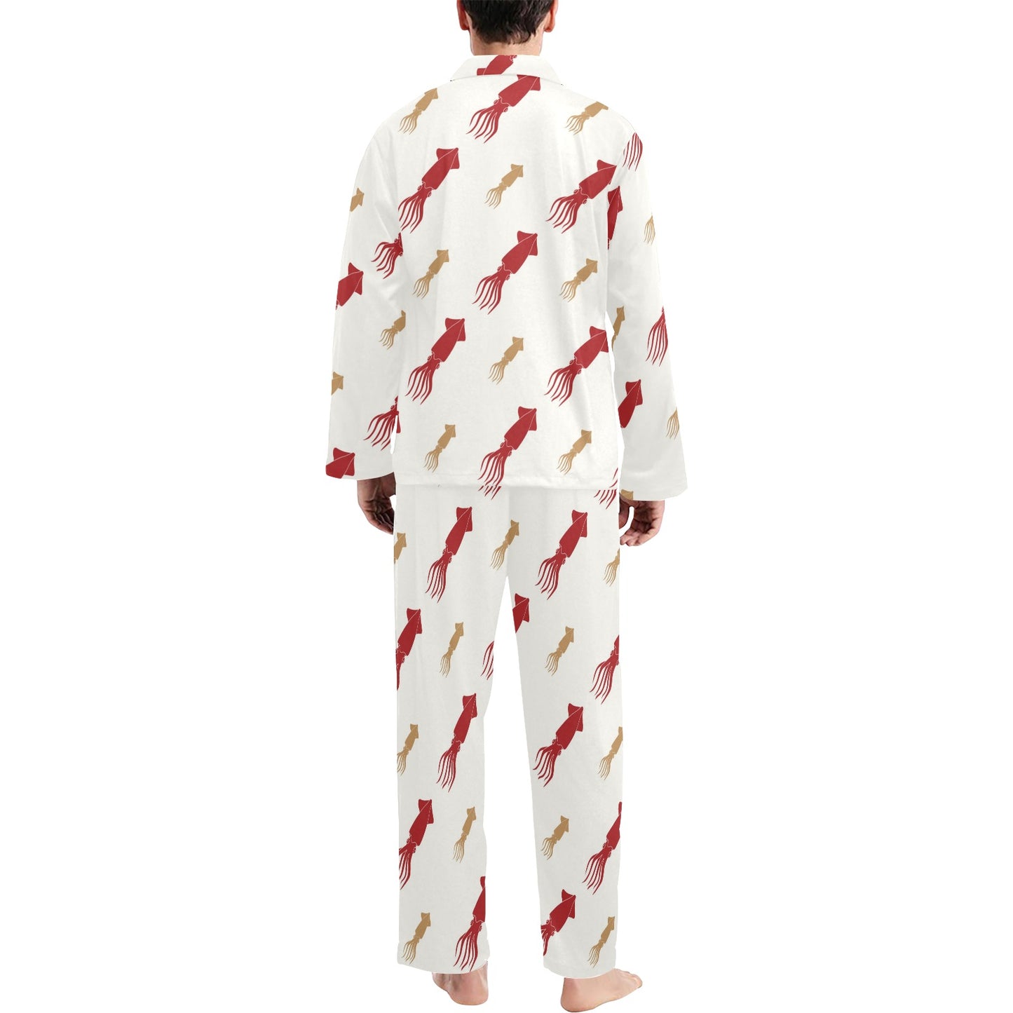 Giant Squid Pattern Print Design 01 Men's Long Pajama Set