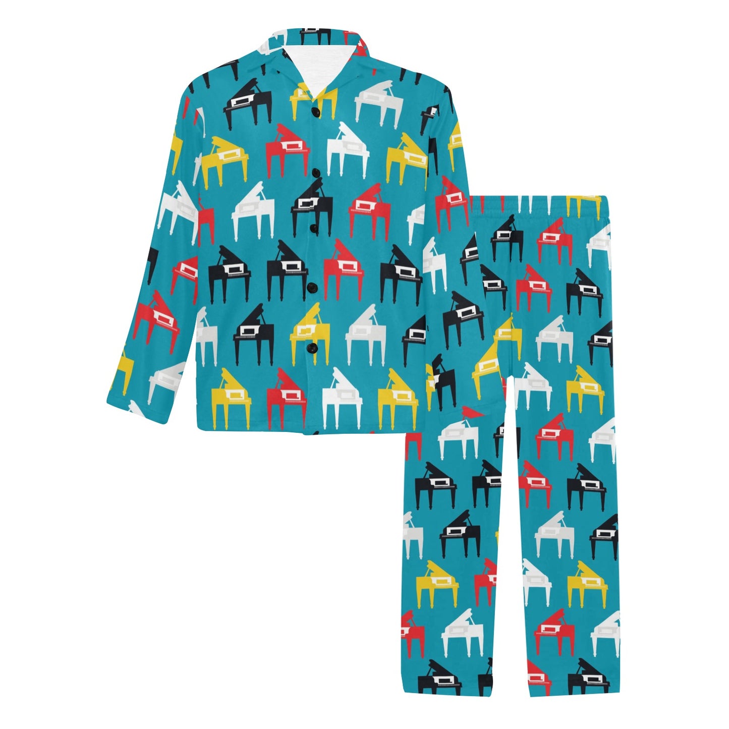 Piano Print Design LKS403 Men's Long Pajama Set