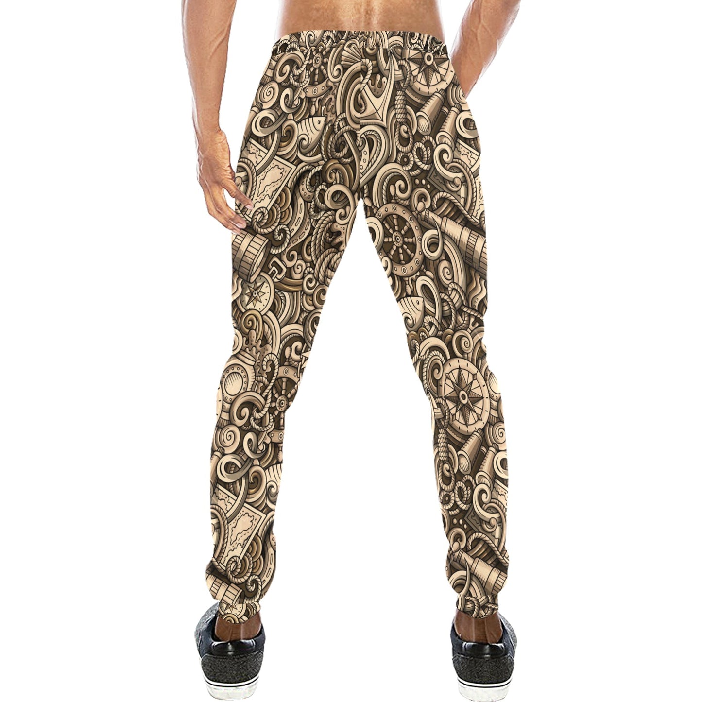 Nautical Tattoo Design Themed Print Men's Sweatpants