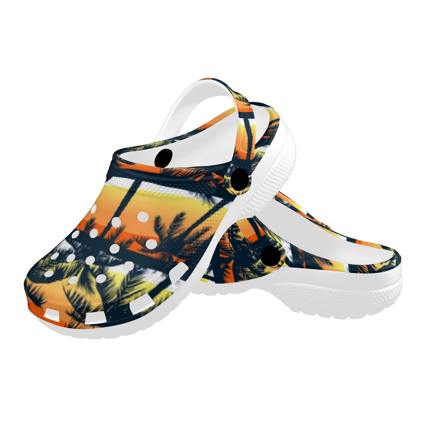 Palm Tree Sunset Design Print Unisex Clogs Shoes
