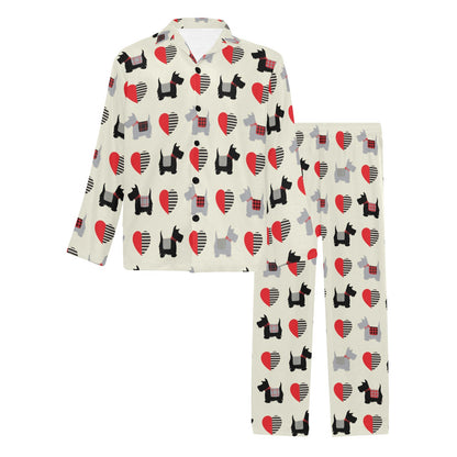 Scottish Terriers Print Design LKS3010 Men's Long Pajama Set