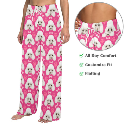 Poodle Pattern Print Design A04 Women's Wide Leg Lounge Pants