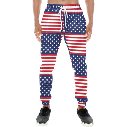 Patriotic US Flag Pattern Print Design A03 Men's Sweatpants