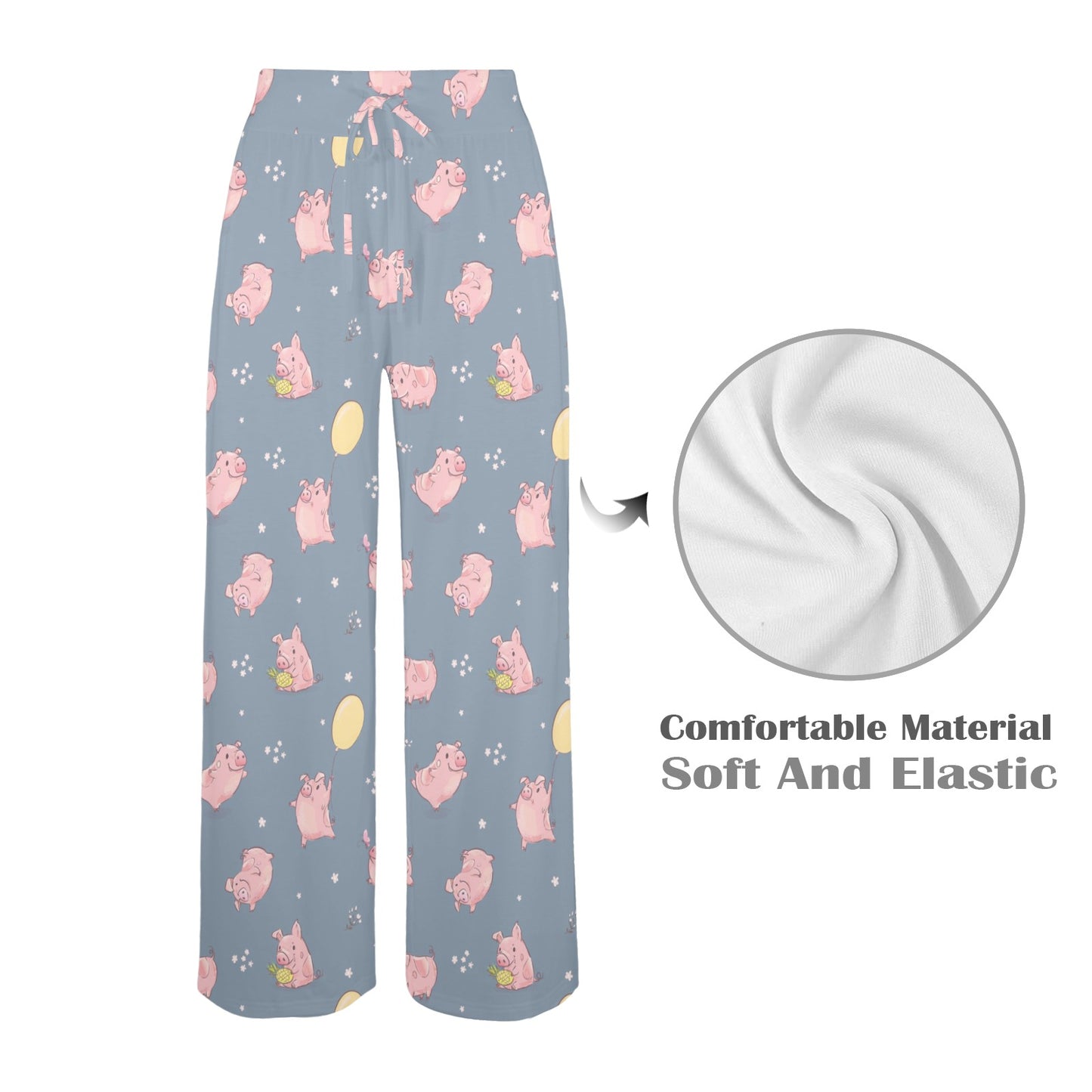 Pig Print Design LKS405 Women's Wide Leg Lounge Pants