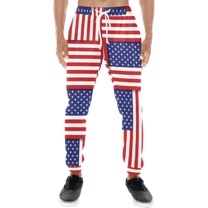 Patriotic US Flag Pattern Print Design A01 Men's Sweatpants