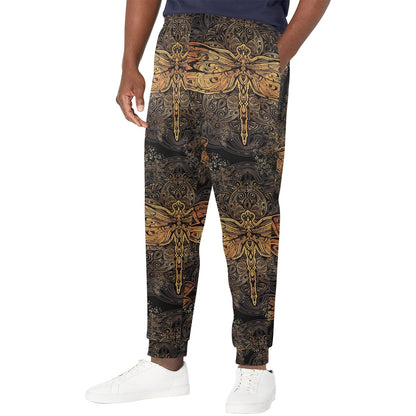 Gold Dragonfly Mandala Men's Casual Track Pants